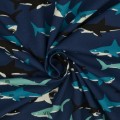 Bavlnený úplet - žraloci - vzor
