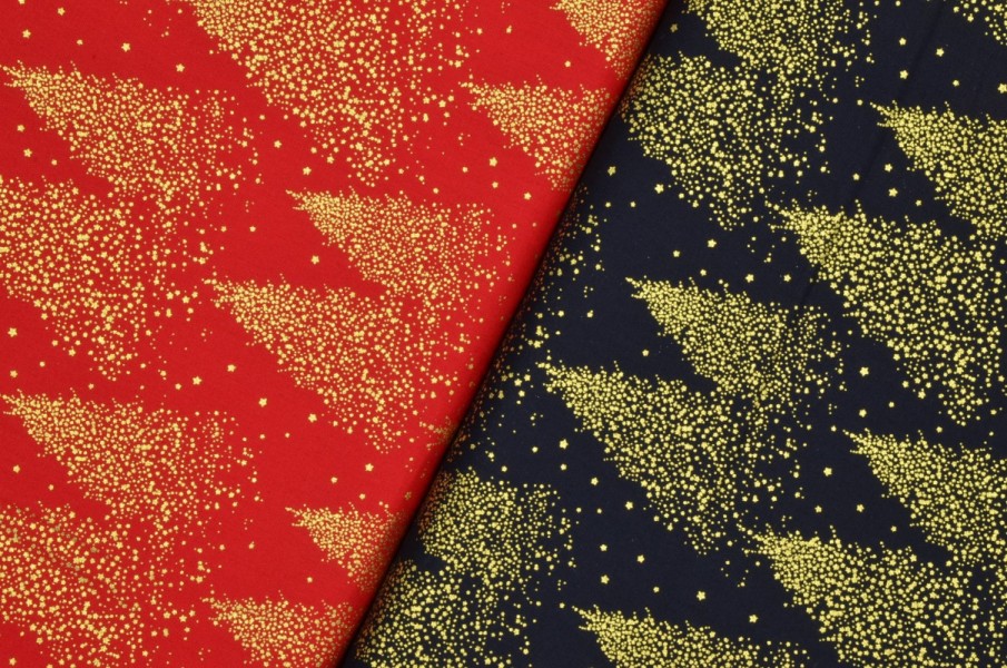 Posypané stromčeky - vianočný popelín