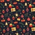 Darčeky / vetvičky - vianočný popelín - vzor